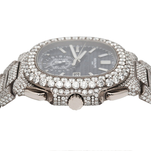 Montre à quartz en acier inoxydable sertie de moissanite avec finition haute brillance - Product Image 3