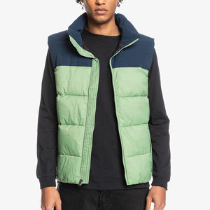 Veste matelassée décontractée OEM pour homme, style zippé, col montant, en tissu polyester personnalisé, plusieurs couleurs, légère, imperméable, à capuche, pour l'extérieur - Product Image 1