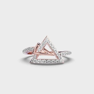 Luxury Rose Gold Geometric Triangle Diamond <b>Ring</b> for Women 925 Sterling Silver <b>CZ</b> Engagement <b>Ring</b> Minimalist Fashion Jewelry - Product Image 2