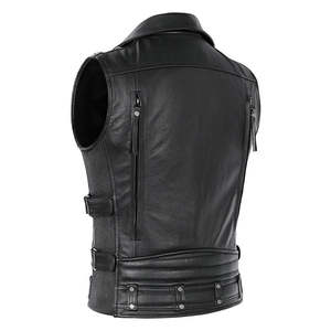 Gilet en cuir d'hiver pour homme, coupe-vent, vêtements d'extérieur, design personnalisé OEM avec bouton en corne pour les marques de mode motardes à prix avantageux - Product Image 2