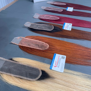 Fermeture en dentelle droite en os vietnamien 2x4 et 2x6 partie centrale couleurs pleines de 14 -20 pouces dentelle transparente - Product Image 5