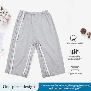 Robes de patient pour soins hospitaliers, unisexe, en tissu jersey, pour patients alités, fermeture éclair latérale, détachable, matière en coton doux - Product Image 2