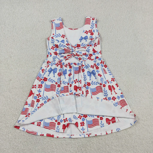 Robe sans manches pour filles avec nœuds et fleurs, motif drapeau du 4 juillet, style yoga - Product Image 2