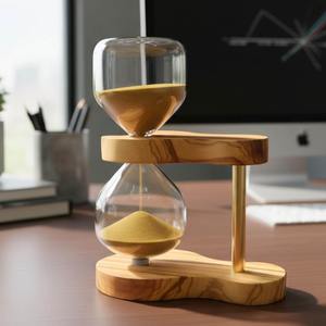 Ensemble de sabliers modernes en bois, horloges à sable vintage, accent décoratif pour étagère, pour une décoration intérieure intemporelle - Product Image 1