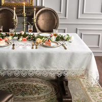 Nappe carrée blanche de style européen avec bord brodé, dentelle ajourée, housse de chaise Zhou Da Mao, tissu de nappe