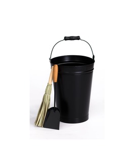 Cubo de carbón de hierro negro de gran capacidad con boca ancha y mango ergonómico diseñado para las necesidades diarias de cenizas y almacenamiento de la chimenea - Product Image 3