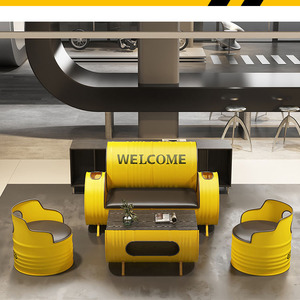 Mỹ sáng tạo thùng dầu thẻ ghế <span class=keywords><strong>sofa</strong></span> thanh trà sữa cửa hàng đàm phán phòng chờ công nghiệp gió <span class=keywords><strong>sofa</strong></span> Bàn cà phê kết hợp - Product Image 3