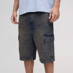 Shorts en toile denim classiques pour hommes, à la mode, à taille mi-haute, imperméables, avec cordon de serrage, respirants, poches latérales, décontractés - Product Image 4