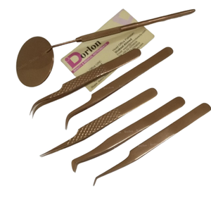 Pince à épiler en acier durable pour extension de cils, outils de beauté pour cils, or rose, logo personnalisé, volume pointu incurvé, miroir pour cils - Product Image 2