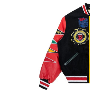 Veste universitaire pour homme en molleton de coton de haute qualité, manches en cuir, style baseball haut de gamme, corps en laine sur mesure, broderie sur le devant - Product Image 3