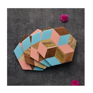 Japanese Decorated Wood & Epoxy Resin <b>Coasters</b> Insulations Mats Custom Marble Cup Mat Creative Tea <b>Crystal</b> Resin Wood <b>Coaster</b> - Product Image 1