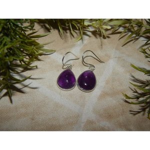 Boucles d'oreilles en argent Sterling améthyste délicates faites à la main bijoux de cadeau de mariage pour femmes cadeau de mariage à la mode - Product Image 2