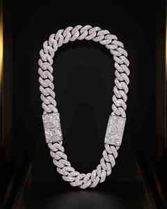 Ice Out Cuban Link Chain VVS Moissanite 18mm Round Cut Diamond Hip Hop Link Jewelry Charm for Men's 925 Sterling Silver - Product Image 4