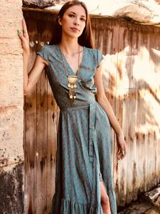 Vestido maxi de seda de estilo Boho Ibiza de calidad de tendencia - Product Image 4