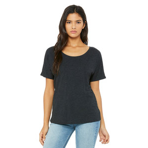 Bella Canvas Eco-friendly Mujer Carbón Negro para Triblend Slouchy Camiseta Último Color Sólido Festival Scoop Neck Beading - Product Image 1