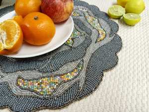 Handmade Luxury <b>Beaded</b> Charger for Dining Unique Holiday Decor; for Housewarming <b>Beaded</b> <b>Placemat</b> - Product Image 5