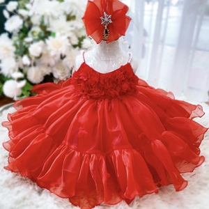 Robe de soirée princesse pour bébés filles, style ODM, fabriquée au Vietnam, prix compétitif, deux bretelles, fleurs perlées, évasée, longueur genou - Product Image 5