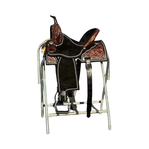 Square <b>Skirt</b> <b>Tooled</b> White Buckstitch Leather Horse Saddle Portable Western Riding Horse Saddle Western Saddles for Horses - Product Image 1