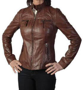 2024 Vintage nouvelle mode femmes veste en cuir véritable à manches longues automne et hiver Biker veste taille XL - Product Image 5