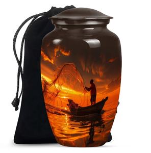 Urna conmemorativa de pesca al atardecer para cenizas, recuerdo de cenizas de tributo de pescador para adultos, urna de cremación conmemorativa decorativa grande de 10" - Product Image 2