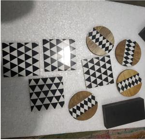 Posavasos con incrustaciones de resina artesanal en acabado de nogal natural, posavasos de mesa de té hechos a mano de lujo para decoración de comedor y sala de estar - Product Image 2