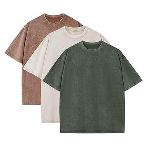 T-shirts surdimensionnés pour hommes T-shirts graphiques vintage délavés à la pierre Chemises en coton épais T-shirts décontractés à coupe ample - Product Image 1