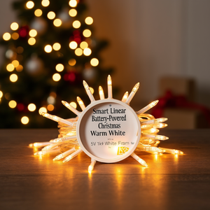 Guirnalda de Luces Navideñas Inteligente, Lineal, a Pilas, Luz Blanca Cálida, 5V 1kW, Marco Blanco, por L&S - Product Image 3