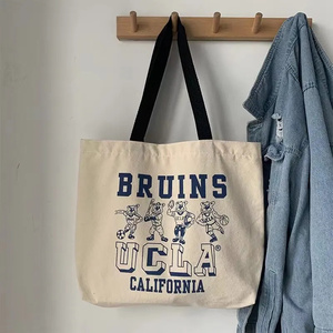 Sac fourre-tout en toile de coton à bandoulière avec logo personnalisé écologique rayé à la mode de nouveau style - Product Image 2