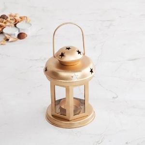 Mini farol colgante de cristal y Metal de hierro con acabado dorado de diseño de estrella para boda, decoración de fiesta de Navidad, FAROL DE VELA - Product Image 1