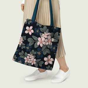 Bolsas de Tela de Algodón Midnight Bloom, Ecológicas y Reutilizables, con Cierre de Cordón y Cremallera, Diseño de Color Sólido - Product Image 4