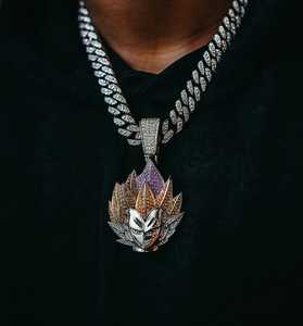 Colgante DE CARA Super Saiyan para colgante de diamante de corte redondo de moissanita multicolor 925 Plata con colgantes y dijes de joyería fina - Product Image 5