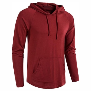 Sweat-shirt à capuche pour homme, rouge foncé, classique, décontracté, en polaire, avec poche kangourou - Product Image 4