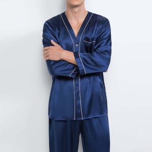 Ensemble de pyjamas en soie 100% respirant de luxe pour couples assortis, manches courtes pour homme et femme, vêtements de nuit en satin uni - Product Image 6