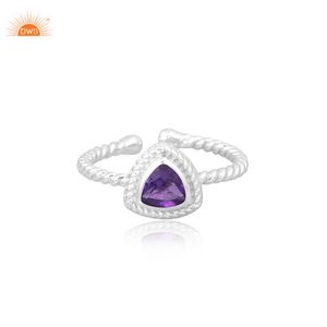 Amatista púrpura Trillion Cut Gemstone Birthstone Every Day Anillo hecho a mano Fabricante de joyería hecho a mano personalizado - Product Image 2