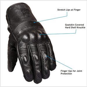 Guantes perforados de cuero real para motocicleta Premium, protección para nudillos duros, dedo completo, transpirable, pantalla táctil, guante de carreras unisex - Product Image 3