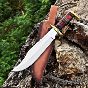 Couteau Bowie de chasse en acier J2 fabriqué à la main manche en feuille Dollar avec garde en laiton et pommeau Bowie chasse couteau 0utdoor - Product Image 4