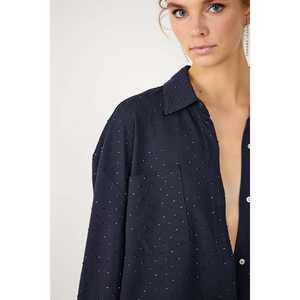 Blusa Casual Brillante con Cuello Redondo y Mangas Cortas, Logotipo en el Frente, Material Viscosa/Poliéster - Product Image 2