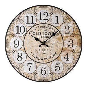 JUSTAMINUTE Antique Ochre 33.5cm <b>Wall</b> <b>Clock</b> Stylish Vintage <b>Design</b> 21439 - Product Image 1