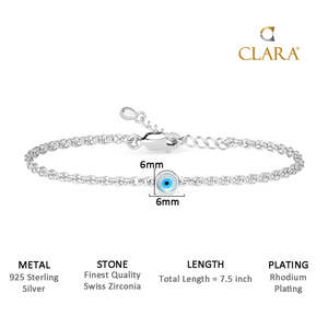 CLARA สร้อยข้อมือเทนนิสเงินแท้ 925 ลายตาปีศาจ ชุบโรเดียม มุกน้ำจืด เพชร โรสโกลด์ ทอง ของขวัญ เครื่องประดับ - Product Image 6