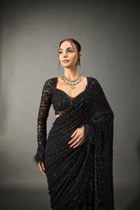 Sari de Georgette con Diseño Exclusivo, Blusa Tradicional Elegante, Estilo Moderno, Última Moda India, Ropa Casual para Fiestas de Diwali - Product Image 2