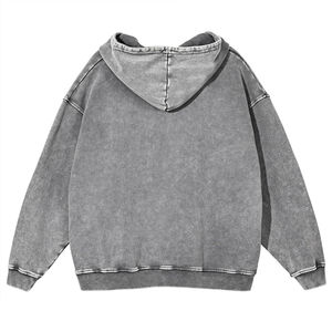 Sudadera con Capucha para Hombre, 100% Algodón, Estilo Vintage, Lavado Ácido, con Cremallera, Personalizada con Pedrería, Invierno - Product Image 2