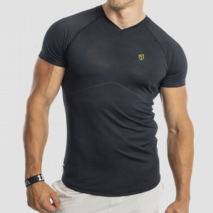 T-shirts de sport coupe ajustée OEM pour hommes T-shirt personnalisé pour l'entraînement musculaire T-shirt de gymnastique vierge surdimensionné en coton élasthanne et spandex uni - Product Image 5