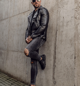 New Arrival Men's Cowhide Leather Jacket Premium Quality Streetwear Style Factory-Made <b>Canvas</b> <b>Plain</b> Dyed Men's Fashion Design - Product Image 2