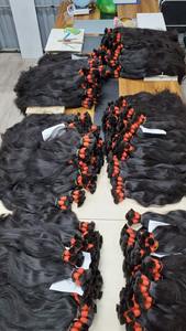 Precio de fábrica Cabello virgen vietnamita con cutícula alineada, onda natural y liso, 8 pulgadas, trama doble a máquina, extensiones de cabello humano a granel - Product Image 5