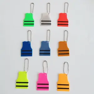 HOT Bag Tags Vest Shirt Shape Charms Reflector Soft PVC Reflective Hanger Traffic Safety Vest Keychain for Night Road Safety