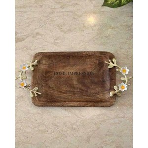 ถาดไม้อะคาเซียสวยคุณภาพสูงทำจากไม้ถาดวางกลางโต๊ะในบ้านและโรงแรมถาดเสิร์ฟของหวานและช็อคโกแลตสุดหรู - Product Image 3