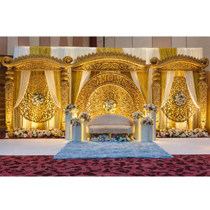 Decoración de Escenario de Boda Estilo Bigote Mughal Dorado, Suministros para Bodas con Temática de Gran Maharajá, Escenario para Temas Personalizados, Venta de Fábrica en EE. UU. - Product Image 1