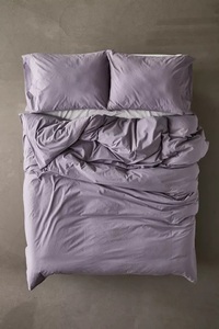Deep <b>Purple</b> Stonewashed Linen <b>Duvet</b> Cover <b>Set</b> with 2 Matching Pillow Cases Soft Button Quilt Cover for Bed Comfortable Bedding - Product Image 2
