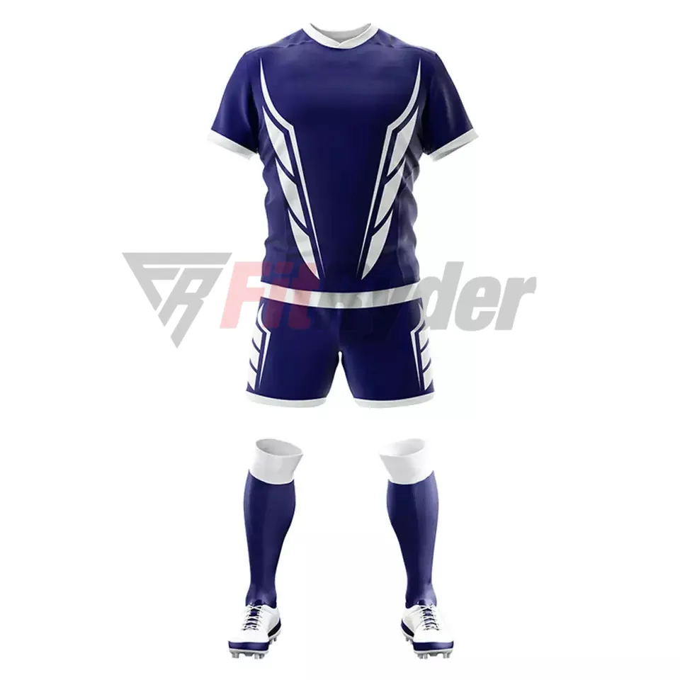 En kaliteli yeni tasarım ekibi spor kulübü Rugby formaları ve şort setleri özel logo hızlı kuru süblimasyon Rugby forması OEM