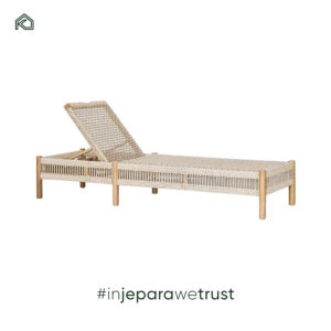 Natural Teak Wood Garden Sun Lounger Rope Rattan <b>Recliner</b> Outdoor Daybed <b>Chair</b> Furniture with <b>Cushion</b> for Resort and Villa - Product Image 2